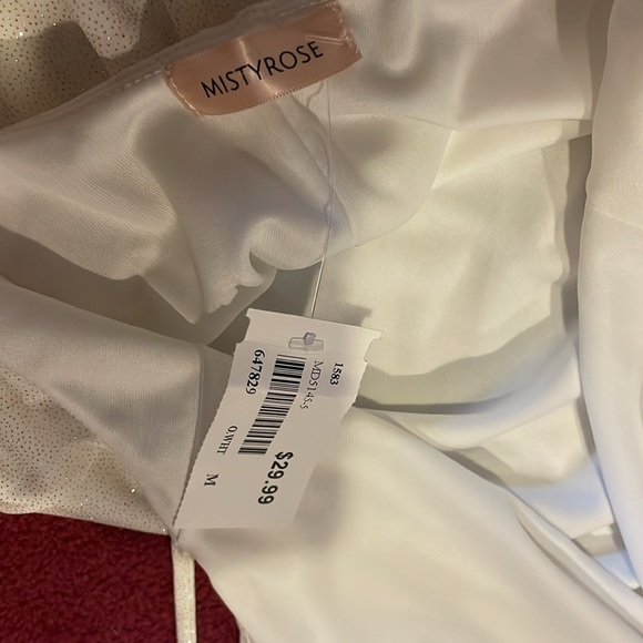 Misty Rose Sparkly White Backless Cowl Neck Mini Dress  Size M NWT - Picture 4 of 7